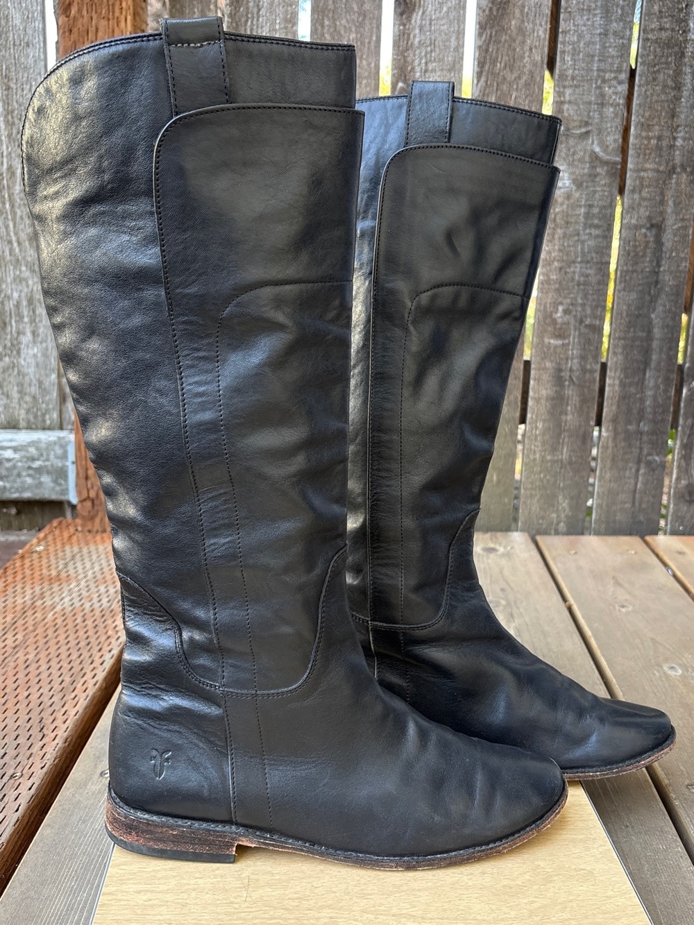 FRYE Paige Black Leather Tall Riding Boots Size 9.5 B Style 77535
